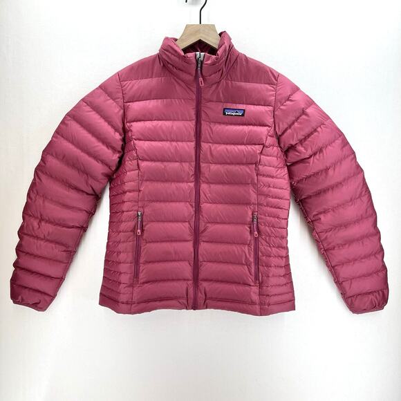 Patagonia Women's Down Sweater Jacket Puffer Coat Full Zip Pink Size Small Warm - Picture 1 of 14